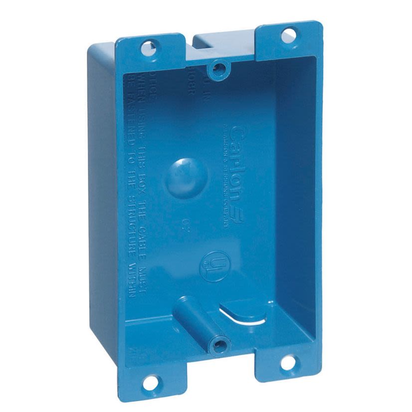 Thomas & Betts Carlon® B108R-UPC Old Work Outlet Box, PVC, 8 cu-in Capacity, 1 Gangs, 3-5/8 in L x 2-3/8 in W x 1-1/4 in D